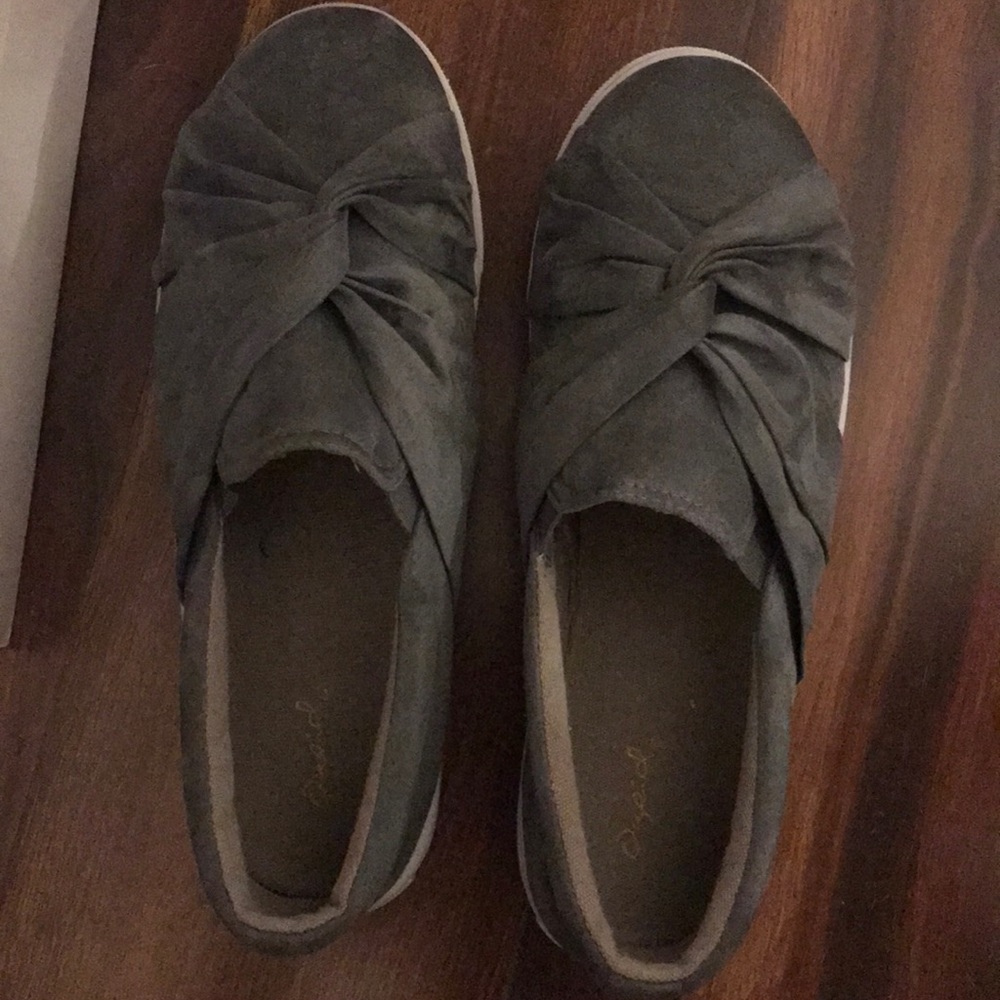 Grey suede Qupid flats